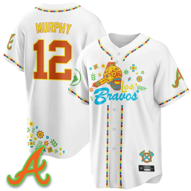Men's Atlanta Braves 2025 Los Bravos Jersey V2 white #12 sean murphy.webp