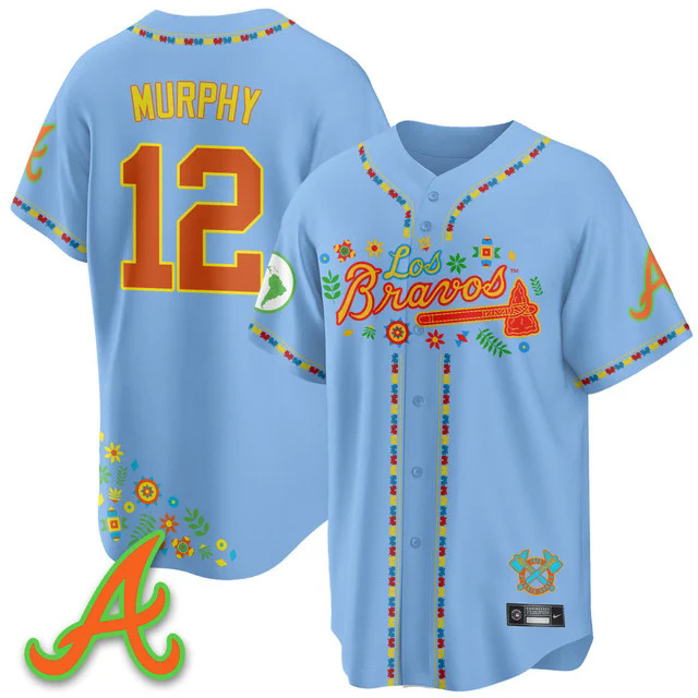 Men's Atlanta Braves 2025 Los Bravos Jersey blue #12 sean murphy.webp