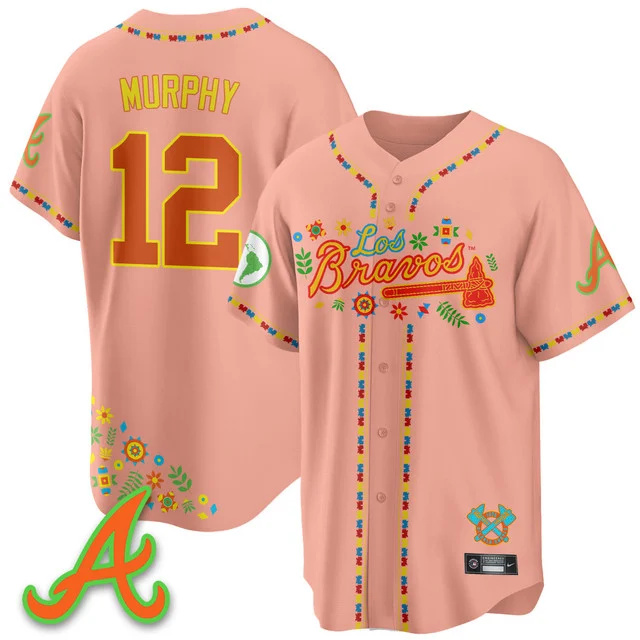 Men's Atlanta Braves 2025 Los Bravos Jersey peaches #12 sean murphy.webp