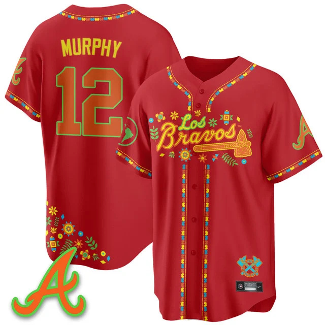 Men's Atlanta Braves 2025 Los Bravos Jersey red #12 sean murphy.webp