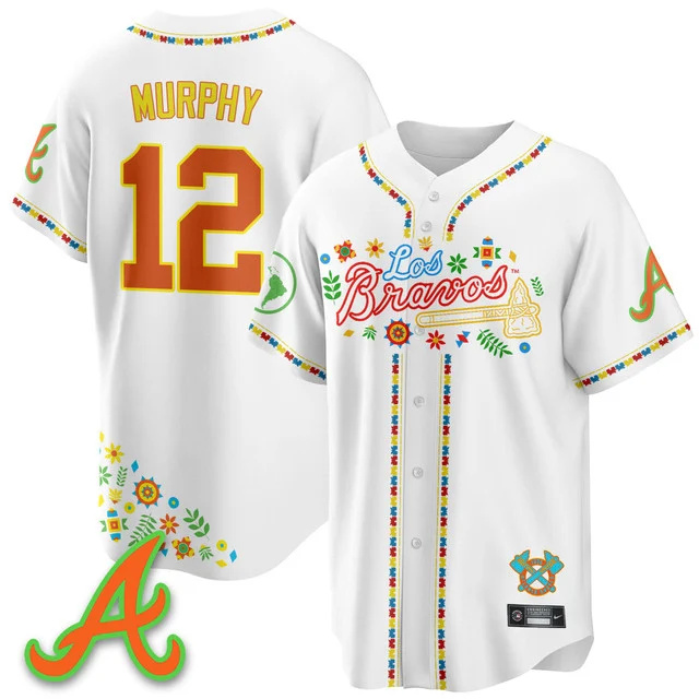 Men's Atlanta Braves 2025 Los Bravos Jersey white #12 sean murphy.webp