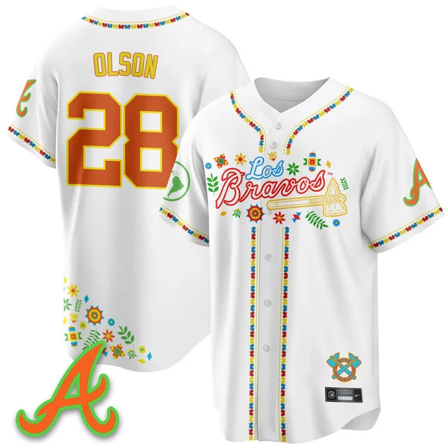 Men's Atlanta Braves 2025 Los Bravos Jersey white #28 matt olson.webp