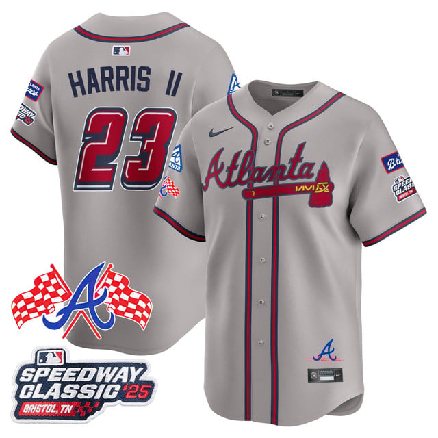 Men's Atlanta Braves 2025 Speedway Classic Limited Jersey V1 gray #23 Michael Harris II