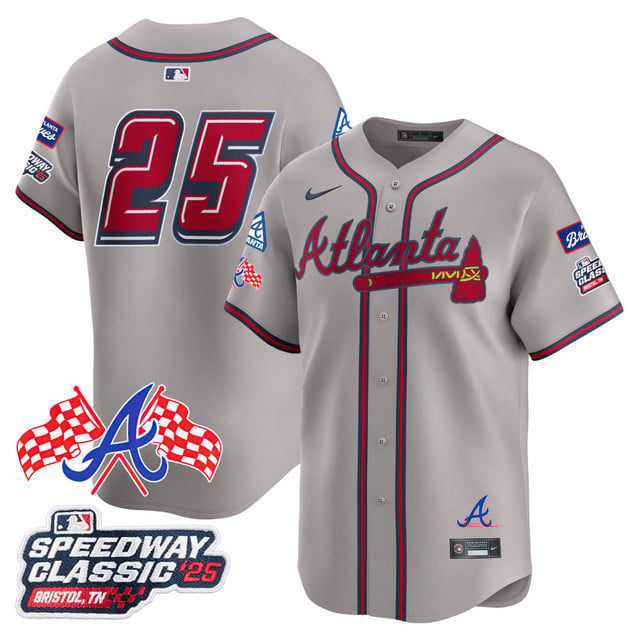 Men's Atlanta Braves 2025 Speedway Classic Limited Jersey V1 gray #25