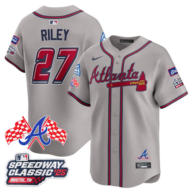 Men's Atlanta Braves 2025 Speedway Classic Limited Jersey V1 gray #27 Austin Riley