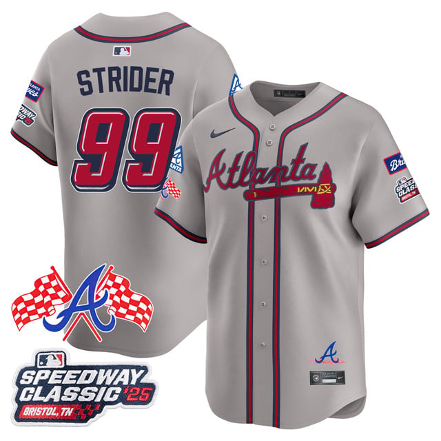 Men's Atlanta Braves 2025 Speedway Classic Limited Jersey V1 gray #99 Spencer Strider