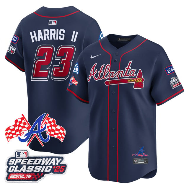 Men's Atlanta Braves 2025 Speedway Classic Limited Jersey V1 navy #23 Michael Harris II