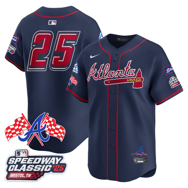 Men's Atlanta Braves 2025 Speedway Classic Limited Jersey V1 navy #25
