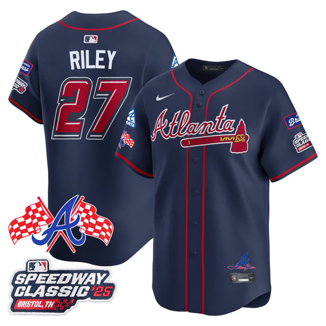 Men's Atlanta Braves 2025 Speedway Classic Limited Jersey V1 navy #27 Austin Riley