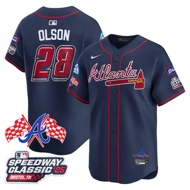 Men's Atlanta Braves 2025 Speedway Classic Limited Jersey V1 navy #28 Matt Olson