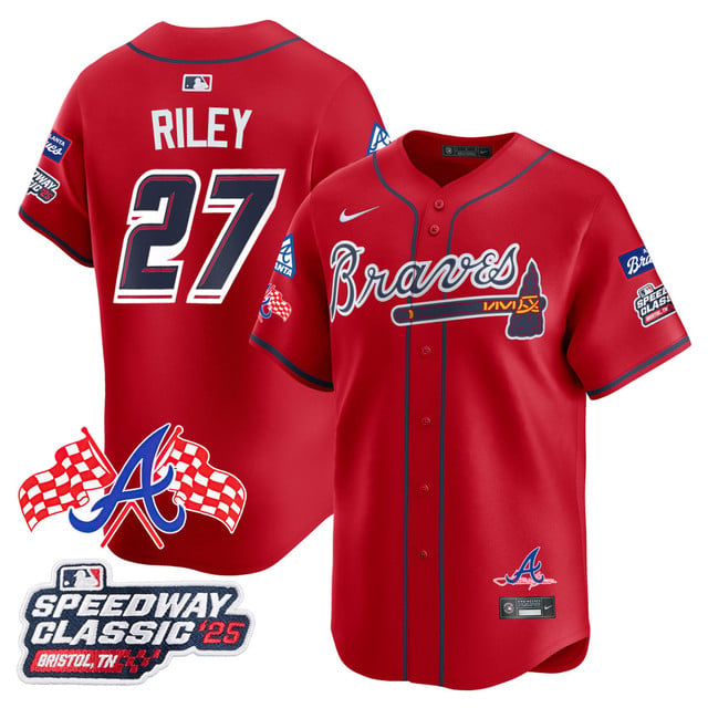 Men's Atlanta Braves 2025 Speedway Classic Limited Jersey V1 red #27 Austin Riley