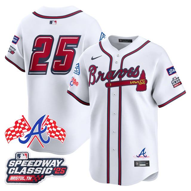 Men's Atlanta Braves 2025 Speedway Classic Limited Jersey V1 white #25
