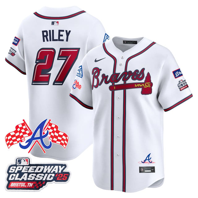 Men's Atlanta Braves 2025 Speedway Classic Limited Jersey V1 white #27 Austin Riley