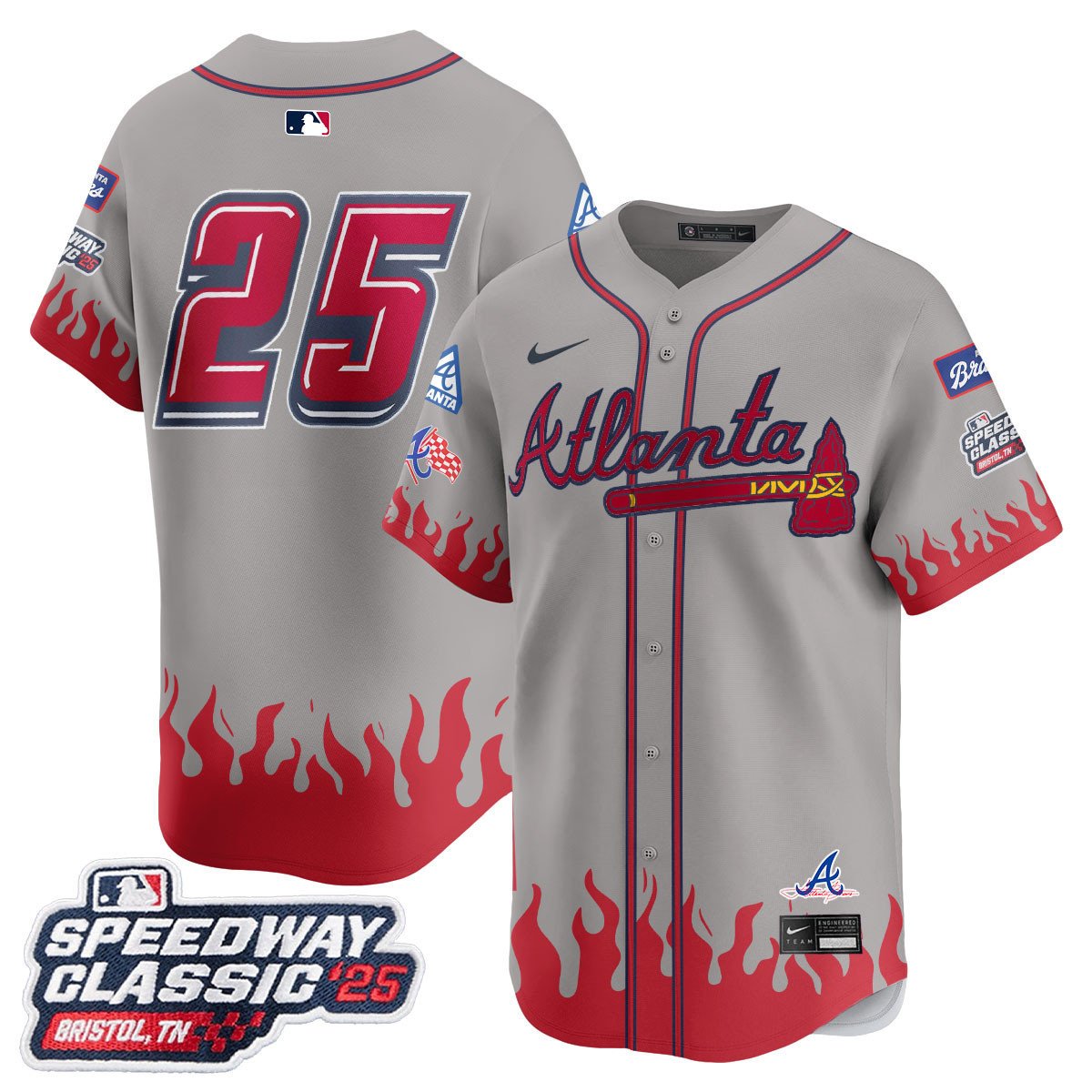 Men's Atlanta Braves 2025 Speedway Classic Limited Jersey V2 gray #25