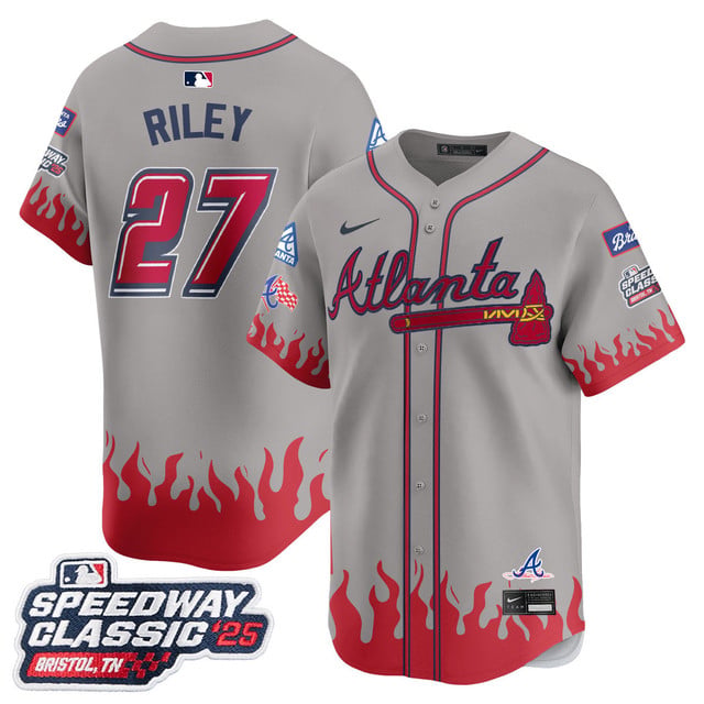 Men's Atlanta Braves 2025 Speedway Classic Limited Jersey V2 gray #27 Austin Riley