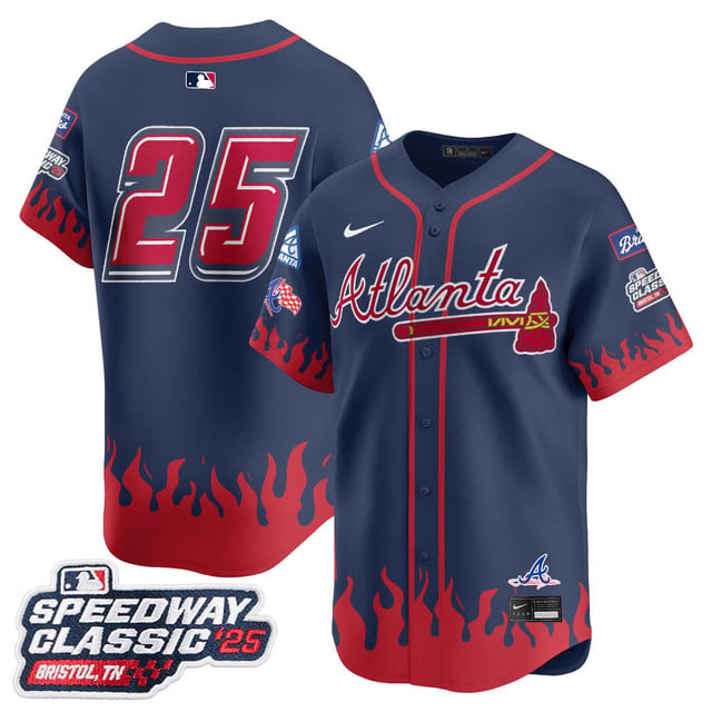 Men's Atlanta Braves 2025 Speedway Classic Limited Jersey V2 navy #25