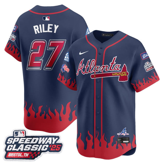 Men's Atlanta Braves 2025 Speedway Classic Limited Jersey V2 navy #27 Austin Riley