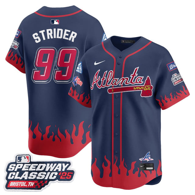 Men's Atlanta Braves 2025 Speedway Classic Limited Jersey V2 navy #99 Spencer Strider