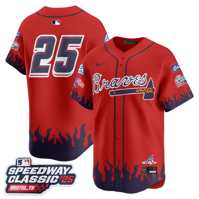 Men's Atlanta Braves 2025 Speedway Classic Limited Jersey V2 red #25