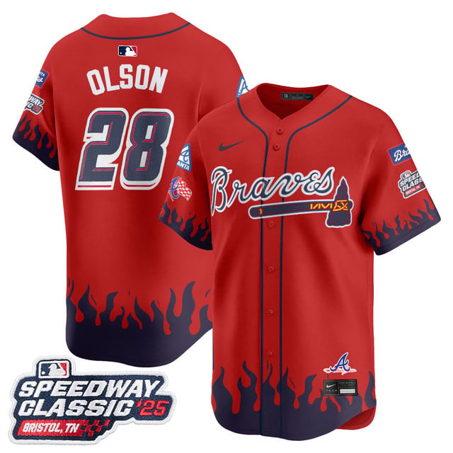 Men's Atlanta Braves 2025 Speedway Classic Limited Jersey V2 red #28 Matt Olson