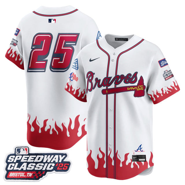 Men's Atlanta Braves 2025 Speedway Classic Limited Jersey V2 white #25
