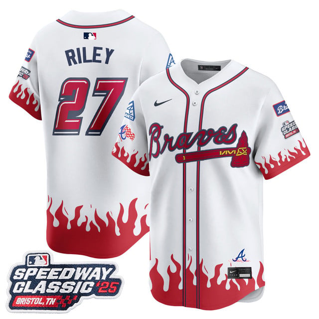 Men's Atlanta Braves 2025 Speedway Classic Limited Jersey V2 white #27 Austin Riley