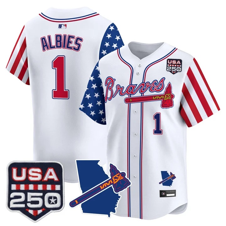 Men's Atlanta Braves America 250 Edition Vapor Premier Limited Jersey #1 OZZIE ALBIES