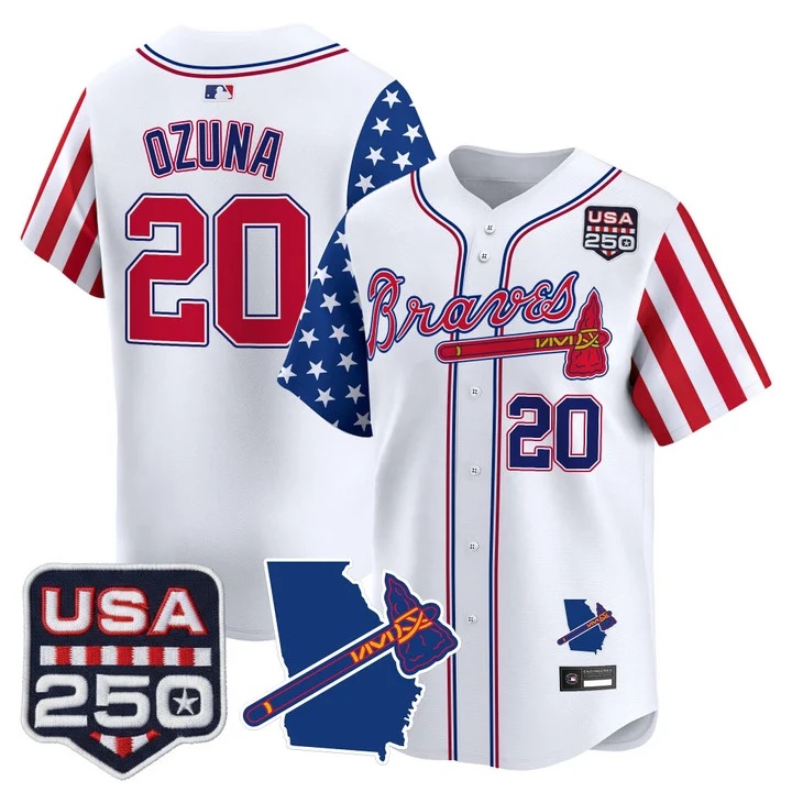 Men's Atlanta Braves America 250 Edition Vapor Premier Limited Jersey #20 MARCELL OZUNA