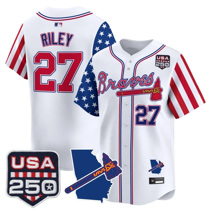Men's Atlanta Braves America 250 Edition Vapor Premier Limited Jersey #27 AUSTIN RILEY