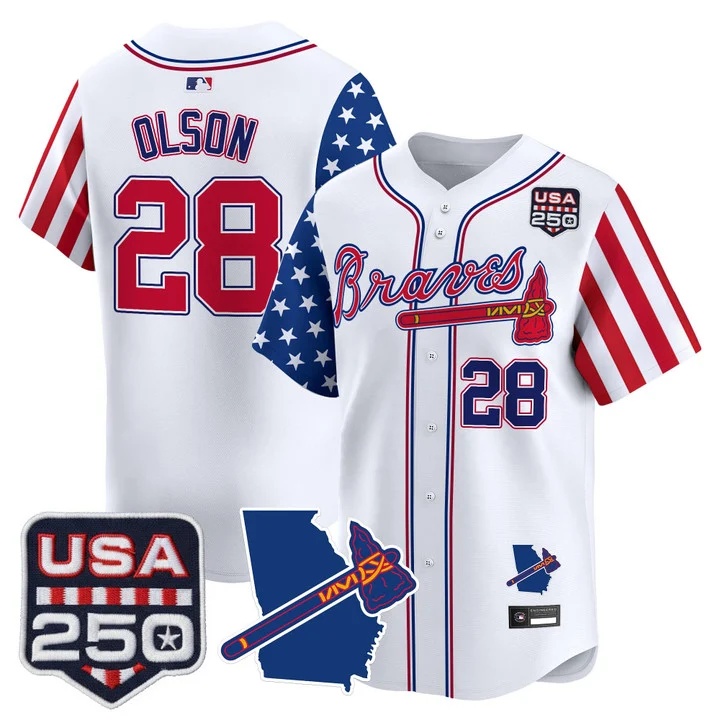 Men's Atlanta Braves America 250 Edition Vapor Premier Limited Jersey #28 MATT OLSON