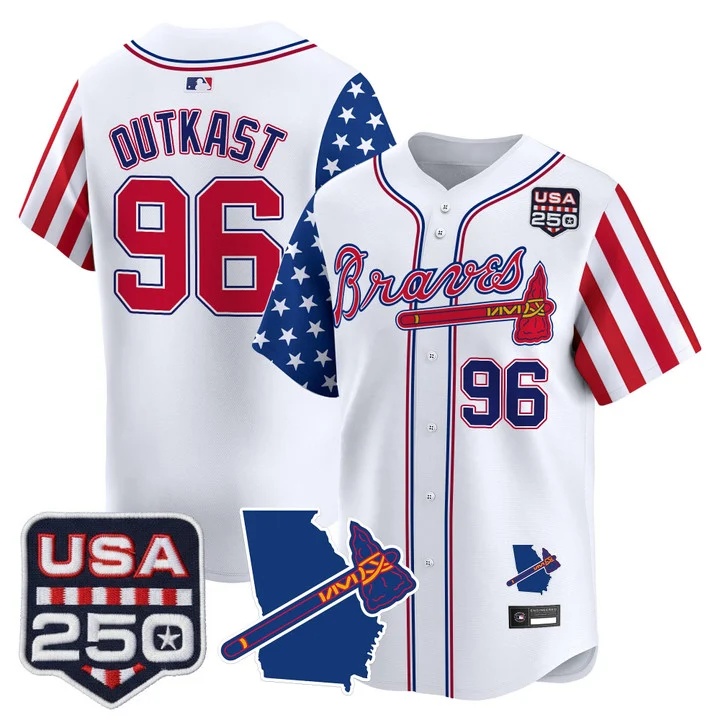 Men's Atlanta Braves America 250 Edition Vapor Premier Limited Jersey #96 OUTKAST