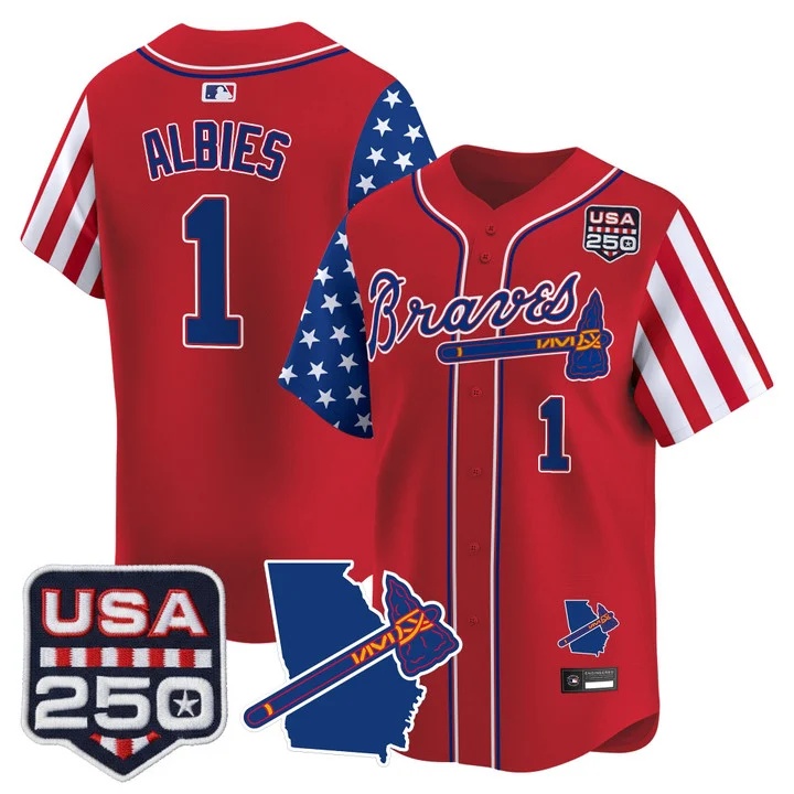 Men's Atlanta Braves America 250 Edition Vapor Premier Limited Jersey RED #1 OZZIE ALBIES