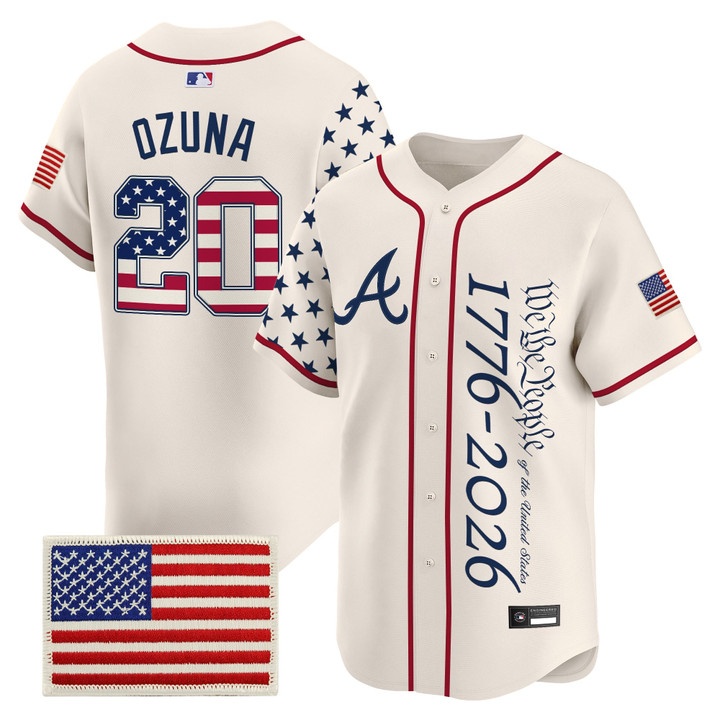 Men's Atlanta Braves America 250 Edition Vapor Premier Limited Jersey V2 CREAM #20 MARCELL OZUNA