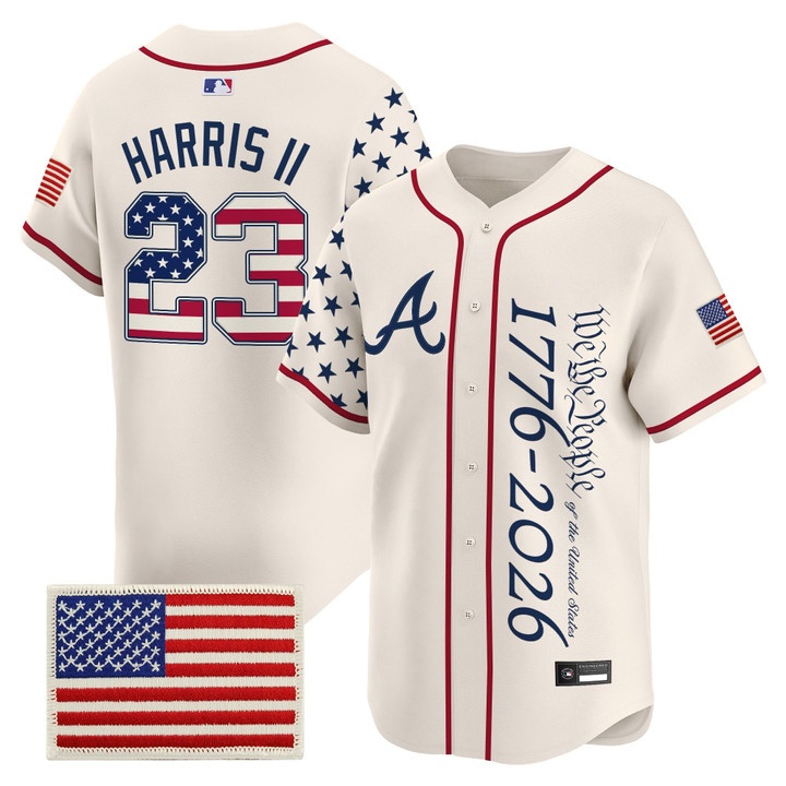 Men's Atlanta Braves America 250 Edition Vapor Premier Limited Jersey V2 CREAM #23 MICHAEL HARRIS II