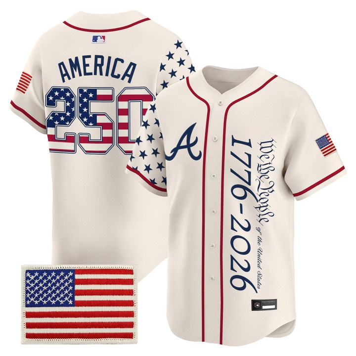 Men's Atlanta Braves America 250 Edition Vapor Premier Limited Jersey V2 CREAM #250 AMERICA