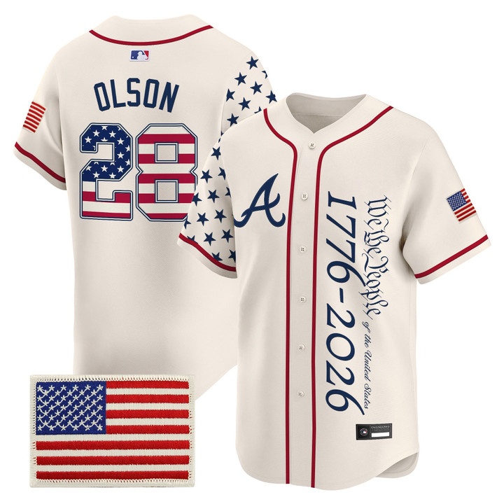 Men's Atlanta Braves America 250 Edition Vapor Premier Limited Jersey V2 CREAM #28 MATT OLSON
