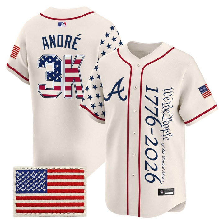 Men's Atlanta Braves America 250 Edition Vapor Premier Limited Jersey V2 CREAM 3K ANDRE
