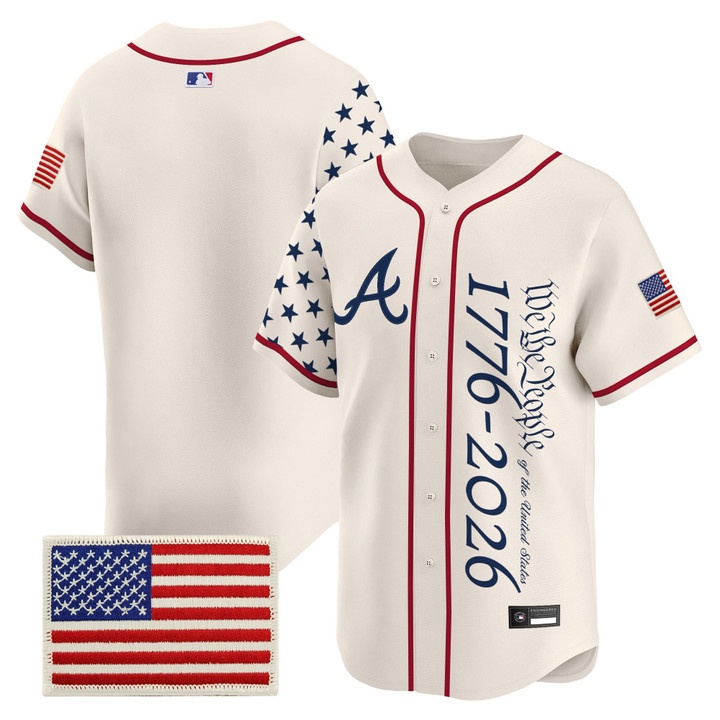 Men's Atlanta Braves America 250 Edition Vapor Premier Limited Jersey V2 CREAM BLANK