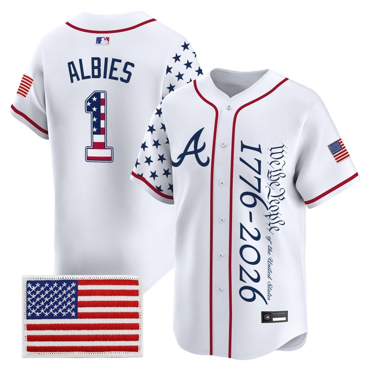 Men's Atlanta Braves America 250 Edition Vapor Premier Limited Jersey V2 WHITE #1 OZZIE ALBIES