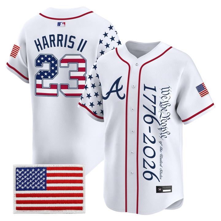 Men's Atlanta Braves America 250 Edition Vapor Premier Limited Jersey V2 WHITE #23 MICHAEL HARRIS II