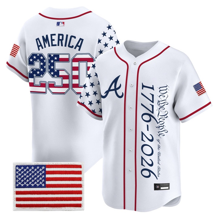 Men's Atlanta Braves America 250 Edition Vapor Premier Limited Jersey V2 WHITE #250 AMERICA