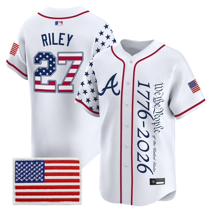 Men's Atlanta Braves America 250 Edition Vapor Premier Limited Jersey V2 WHITE #27 AUSTIN RILEY