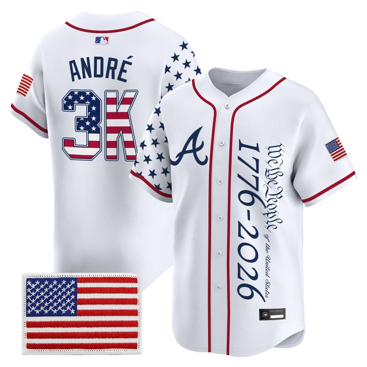 Men's Atlanta Braves America 250 Edition Vapor Premier Limited Jersey V2 WHITE 3K ANDRE