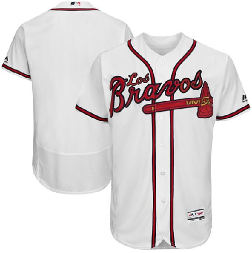 Men's Atlanta Braves Blank White Los Bravos Flex Base Stitched Baseball Jersey