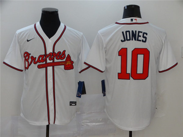 Men's Atlanta Braves Retired Player #10 Chipper Jones Nike Home White Cool Base Jerseys