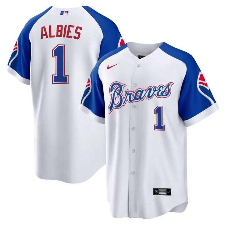 Men's Atlanta Braves Throwback 1974 - 1982 Cool Base Jersey #1 Ozzie Albies