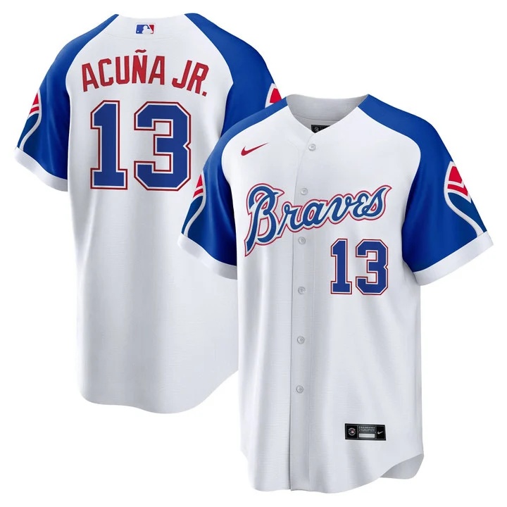 Men's Atlanta Braves Throwback 1974 - 1982 Cool Base Jersey #13 Ronald Acuna Jr.