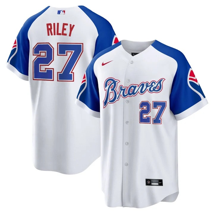 Men's Atlanta Braves Throwback 1974 - 1982 Cool Base Jersey #27 Austin Riley