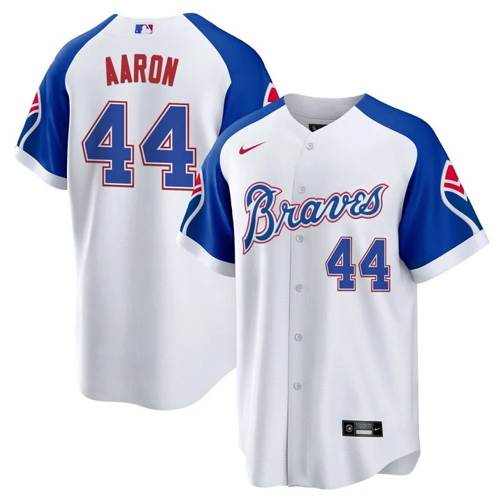 Men's Atlanta Braves Throwback 1974 - 1982 Cool Base Jersey #44 Hank Aaron