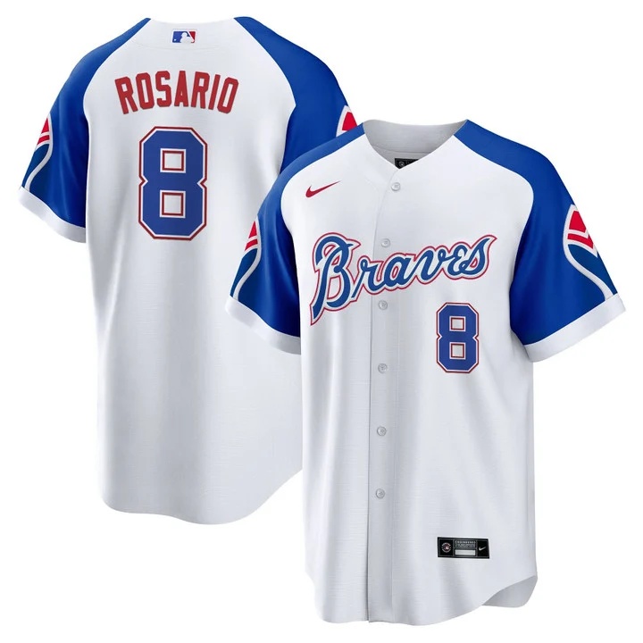 Men's Atlanta Braves Throwback 1974 - 1982 Cool Base Jersey #8 Eddie Rosario